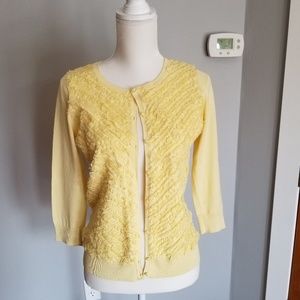 Talbots yellow 3/4 sleeve cardigan
